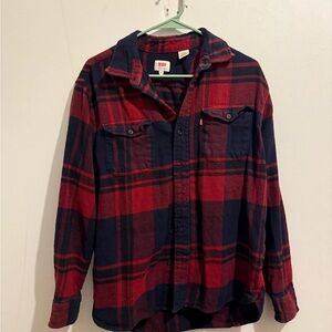 💜Levi's Red and Black Checkered Shirt